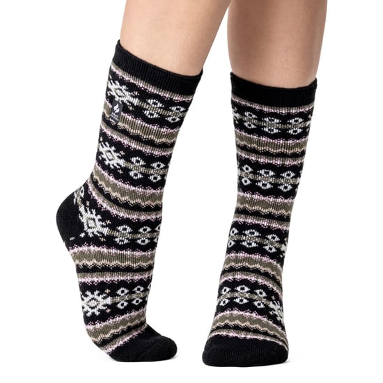 Dames Nordic Sokken | Heat Holders Lite | Lichtgewicht Thermische Winter Sokken voor Vrouwen - Zwart/Olive - Image 3