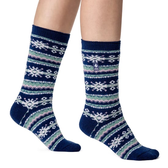 Dames Nordic Sokken | Heat Holders Lite | Lichtgewicht Thermische Wintersokken voor Vrouwen - Indigo/Roze - Image 3