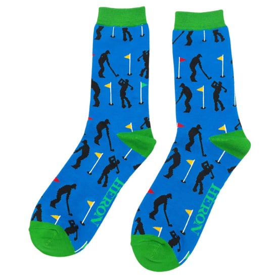 Mr Heron - Heren Grappige Golfsokken Patroon, Ademend Crew Golfkousen - 1 Paar - Golfers (Blauw) - Image 4