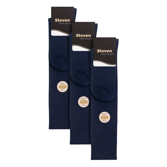 Steven - 3 Paar Multipack Heren Kniehoge Merino Wollen Sokken - Marine - Image 2