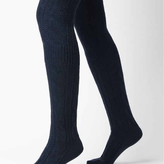 Steven - Dames 1 Paar Over De Knie Wol Sokken | Winter Warme Lange Sokken - Blauw - Image 3