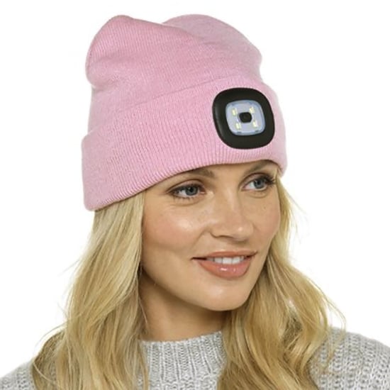 Led-muts voor dames | Dames gebreide oplaadbare muts | Wintermuts met hoofdlamp - Grijs - Image 3