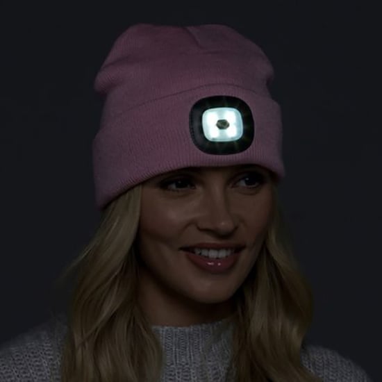 Led-muts voor dames | Dames gebreide oplaadbare muts | Wintermuts met hoofdlamp - Grijs - Image 4