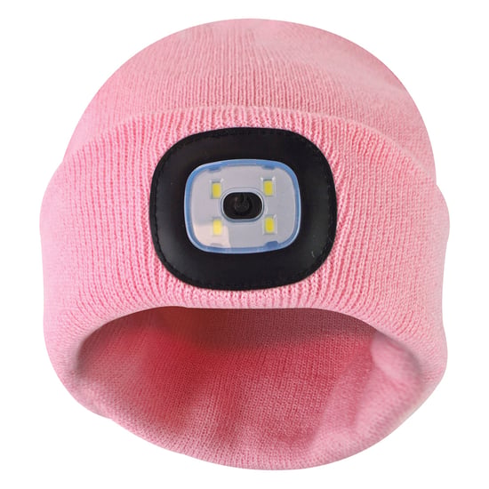 Led-muts voor dames | Dames gebreide oplaadbare muts | Wintermuts met hoofdlamp - Roze - Image 5