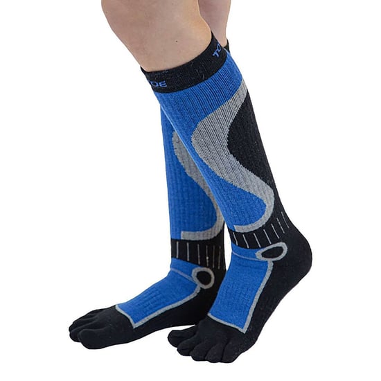 TOETOE - Heren & Dames Vochtregulerende Sport Compressie Kniesokken met Teen - Zwart & Blauw - Image 3