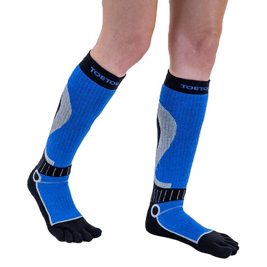 TOETOE - Heren & Dames Vochtregulerende Sport Compressie Kniesokken met Teen - Zwart & Blauw - Image 4