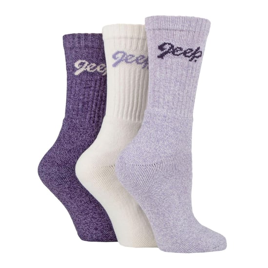 Dames Wandelsokken | Jeep | Dames Geribbelde Outdoor Kousen met Verstevigde Hiel en Neu - Violet / Roomkleur - Image 3