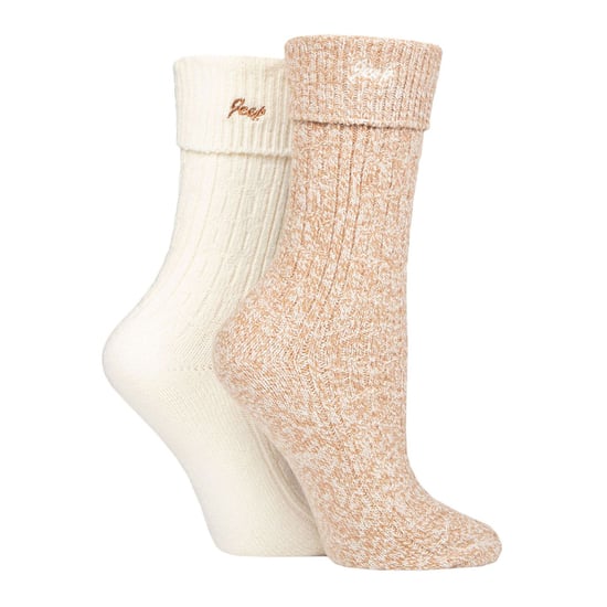 Dames Turn Cuff Sokken | Jeep | Wandelsokken Vrouwen, Comfortabele Performance Polyester Sokken - Taupe / Crème - Image 3
