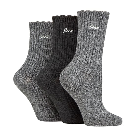Dames Bamboe Boot Sokken | Jeep | Schattige Geribbelde Golfrand Enkel Sokken voor Dames, Anti-Blaren Gebreide Gevoerde Sokken - Zwart / Antraciet - Image 3