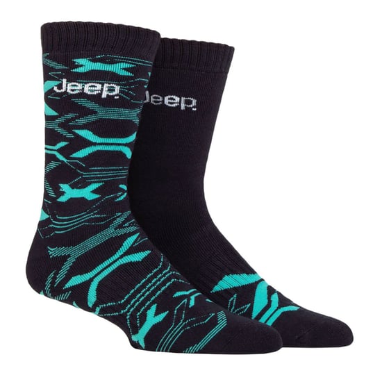 Heren Bamboe Werklaarzen Sokken | Jeep | Zachte en Ademende Dikke Stevige Gevoerde Sokken, Gebreide Ribbels Stijl Wandelsokken - Marineblauw / Turkoois - Image 3