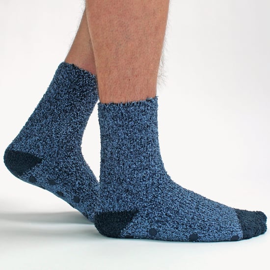 Sock Snob 4 Paar Heren Antislip Pantoffel Gezellige Sokken - Grijs Blauw - Image 3