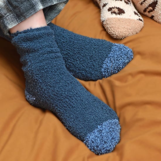 Sock Snob 4 Paar Heren Antislip Pantoffel Gezellige Sokken - Grijs Blauw - Image 5