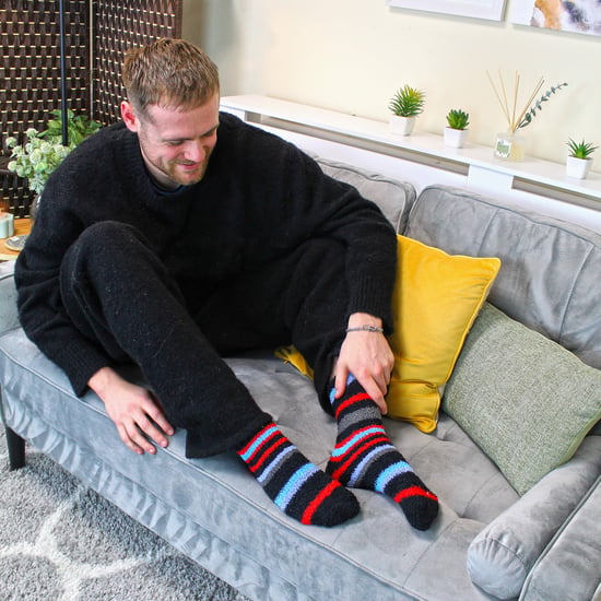 Sock Snob 4 Paar Heren Antislip Pantoffel Gezellige Sokken - Blauwe / Rode Streep - Image 4