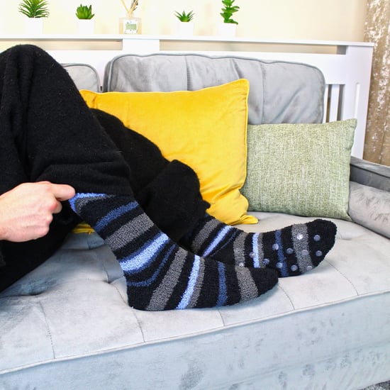 Sock Snob 4 Paar Heren Antislip Pantoffel Gezellige Sokken - Blauwe / Rode Streep - Image 5
