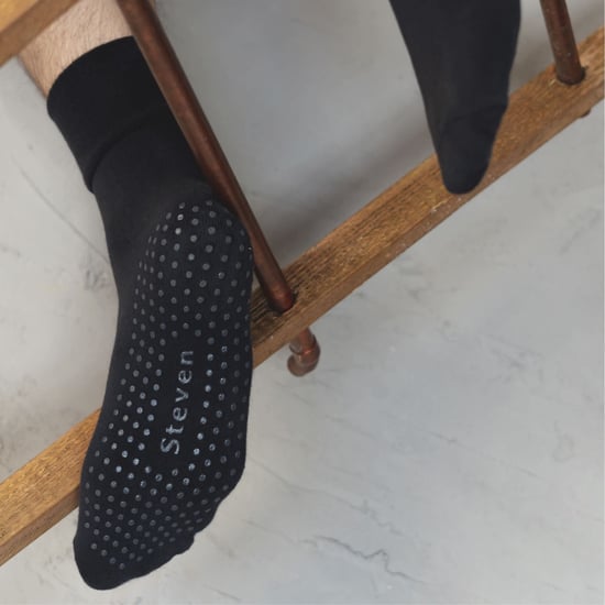 Steven - 1 Paar Heren Katoenen Pantoffelsokken met Antislip Grippers - Zwart - Image 4
