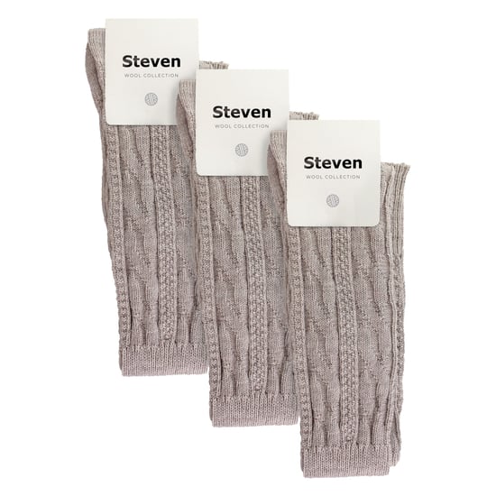 Steven - Dames 3 Paar Over Knie Wol Sokken | Multipack Vrouwen Lange Sokken - Beige - Image 2