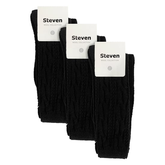 Steven - Dames 3 Paar Over Knie Wol Sokken | Multipack Vrouwen Lange Sokken - Zwart - Image 2