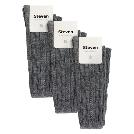 Steven - Dames 3 Paar Over Knie Wol Sokken | Multipack Vrouwen Lange Sokken - Grijs - Image 2