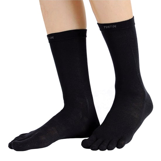 TOETOE - Heren & Dames Outdoor Zachte Wol Vochtregulerende Mid-Calf Teen Sokken - Zwart - Image 4