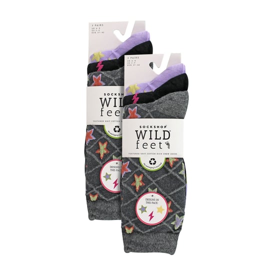 Wildfeet - 6 Paar Multipack Dames Gebreide Boot Sokken - Herfst Sokken - Sterren - Image 2