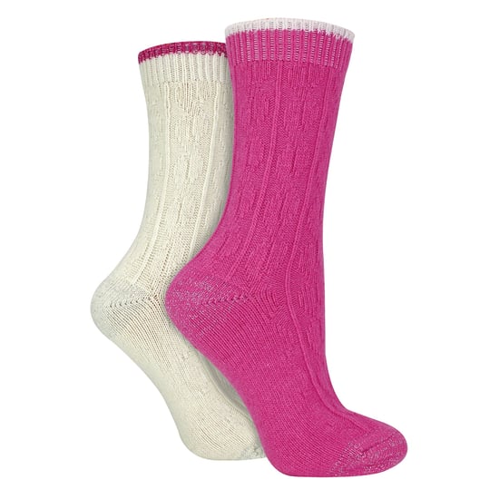 Wildfeet - 4-Paar Dames Kabel Brei Sokken | Lurex Glittersokken voor Vrouwen - Crème / roze - Image 3