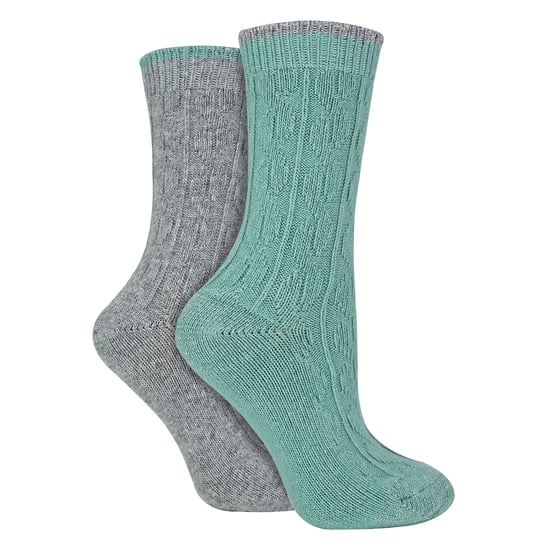 Wildfeet - 4-Paar Dames Kabel Brei Sokken | Lurex Glittersokken voor Vrouwen - Grijs Groen - Image 3