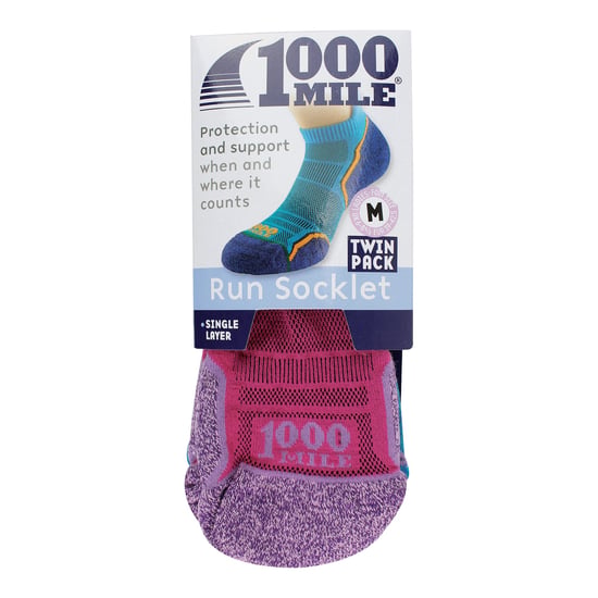 1000 Mile - 2 Pack Dames Enkele Laag Zachte Ademend Hardloopsokken - Felroze / Lavendel - Image 2