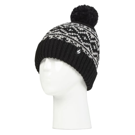 Dames Patroon Omgeslagen Bobble Muts | Heat Holders | Chunky Kabelbrei met Heatweaver Fleece Voering | Billingen Stijl - Zwart - Image 3