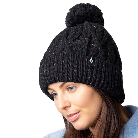 Dames Pom Pom Bobbelhoed | Heat Holders | Modieuze Chunky Warme Kabelgebreide Muts met Heatweaver Fleece Voering | Salzburg Stijl - Zwart - Image 4