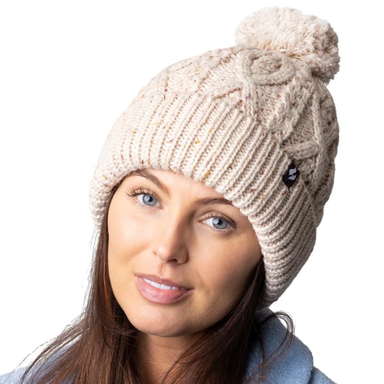 Dames Pom Pom Muts | Heat Holders | Trendy Dikke Warme Kabelgebreide Beanie met Heatweaver Fleece Voering | Salzburg Stijl - Natuur - Image 4