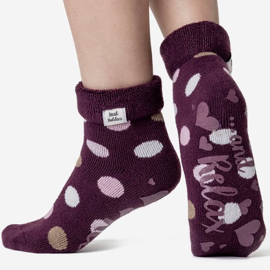 Dames Gezellige Sokken met Omgeslagen Boord | Heat Holders | Warme Fluffy Huissokken voor de Winter - Cabernet Dots - Image 3