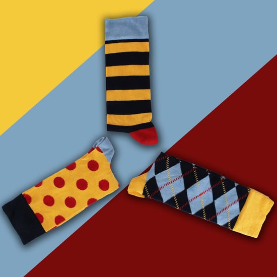 HS by Happy Socks - Heren 3-pack vrolijke novelty dresssokken - Vlek (Marineblauw) - Image 3