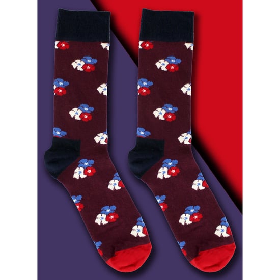 HS by Happy Socks - Heren 3-Pak Classic Flower Dress Sokken - Bloem (Bordeaux) - Image 3