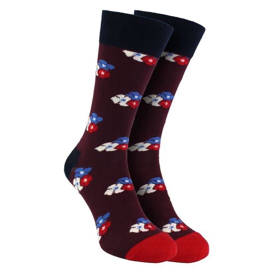 HS by Happy Socks - Heren 3-Pak Classic Flower Dress Sokken - Bloem (Bordeaux) - Image 4