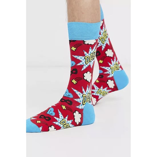 Vaderdag Sokken | Happy Socks | Grappige Rode Blauwe Sokken met Verstevigde Hak en Tee | Vaderdag Cadeau - Rood - Image 5