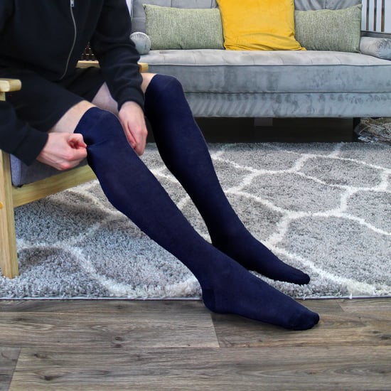 Set van 2 ademende kniehoge bamboesokken voor heren - Marineblauw - Image 3