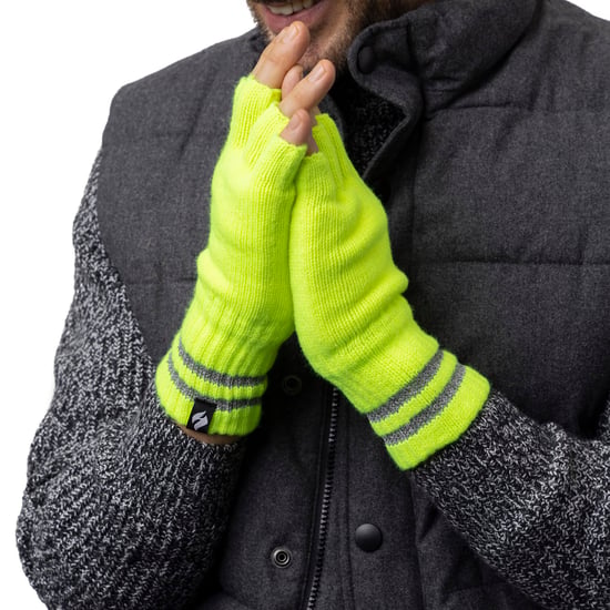Heren gebreide vingerloze reflecterende handschoenen voor de winter | Heat Holders | Thermische Hi Viz werkhandschoenen - Geel - Image 3