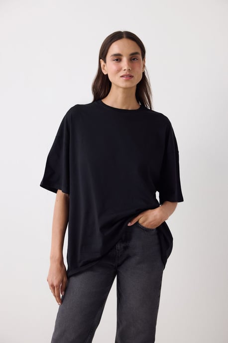 Overmaatse Katoenmix Crew Neck T-Shirt - Image 1