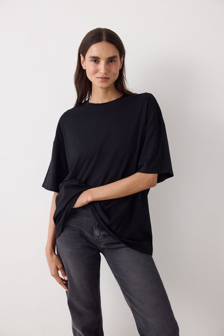 Overmaatse Katoenmix Crew Neck T-Shirt - Image 2