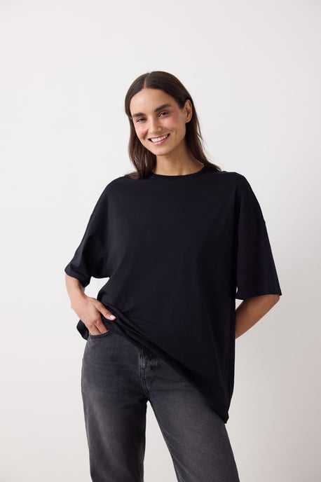 Overmaatse Katoenmix Crew Neck T-Shirt - Image 3