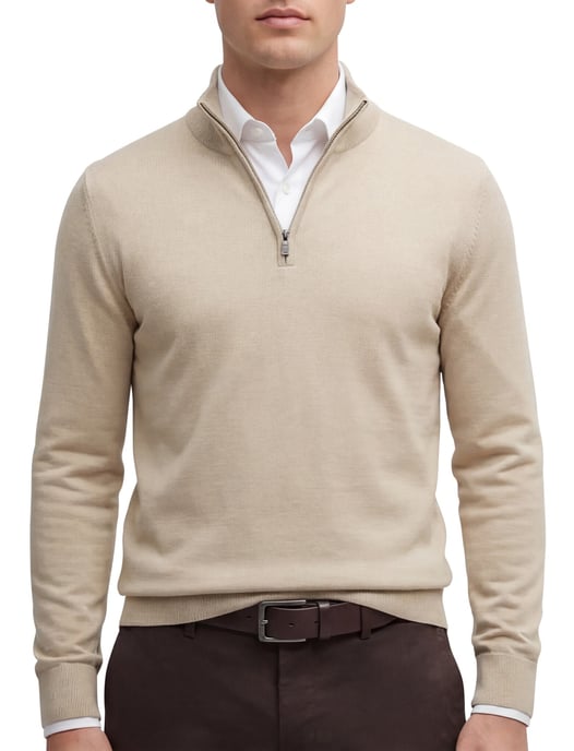 Boss Black half zip beige scheerwol - Image 1