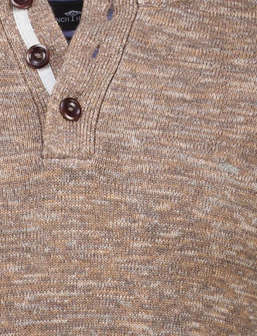 Fynch Hatton Buttoned Troyer trui bruin gemeleerd - Image 4