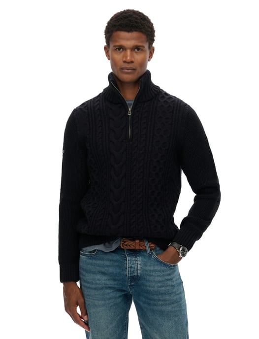 Superdry half zip trui donkerblauw acryl gebreid - Image 1