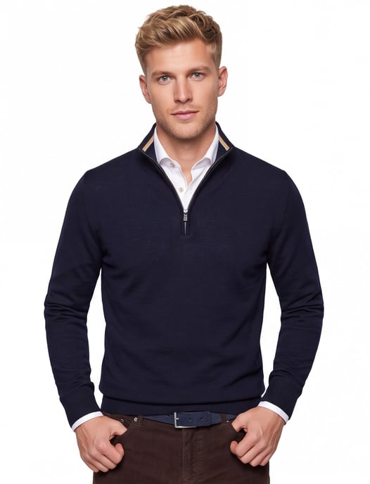 trui Boss Black donkerblauw effen - Image 1