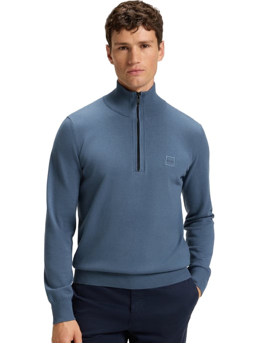 Boss Orange trui half-zip blauw regular fit katoen - Image 1