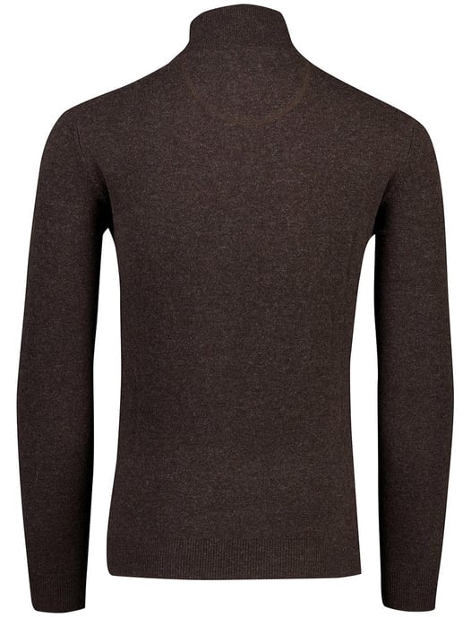 Flynch Hatton Trui Half zip bruin lamswol gemêleerd - Image 3