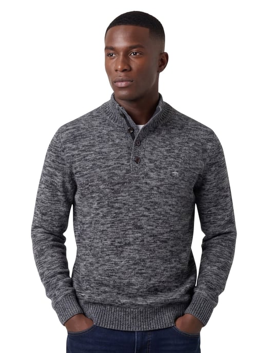 Fynch Hatton Buttoned Troyer trui grijs knitted - Image 1