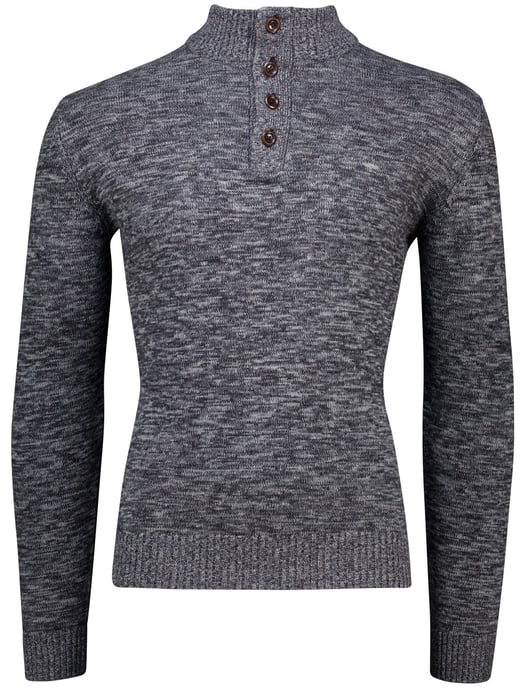 Fynch Hatton Buttoned Troyer trui grijs knitted - Image 3