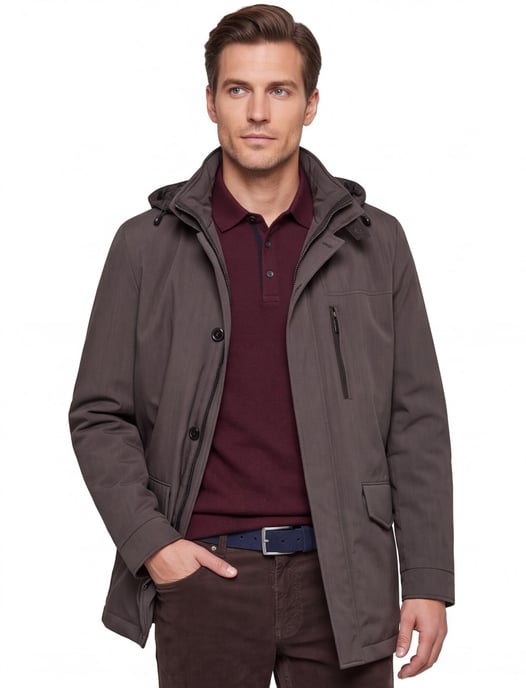 Bugatti winterjas bruin afneembare capuchon polyester - Image 1