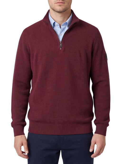 Casa Moda bordeaux half-zip trui 100% katoen - Image 1